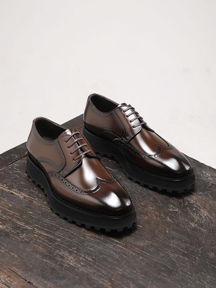 quentra product image qsc product 10 Dark Brown Casual Leather Derby Shoes