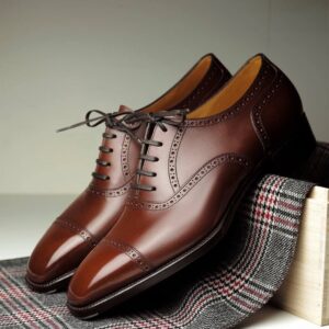 Polished Brown Brogue Lace-Up Shoes