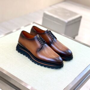 Brown Casual Leather Lace-Up Shoes